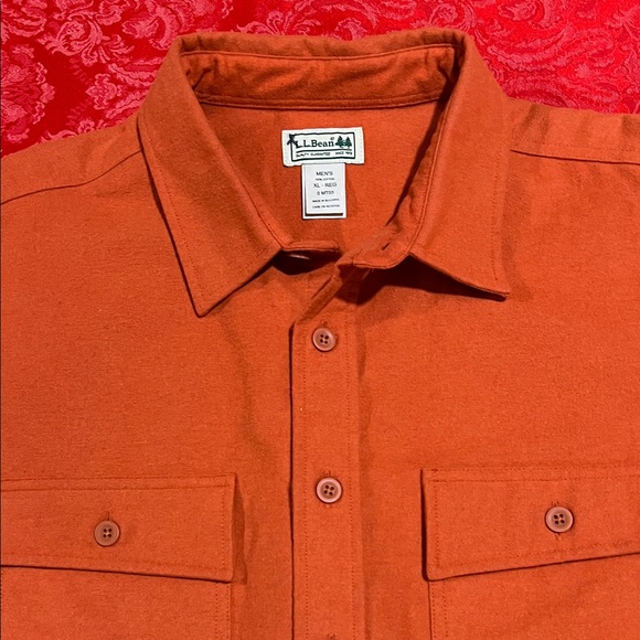 LL Bean Orange Chamois Button-Up Shirt 100% Cotton -XL - Picture 1 of 9